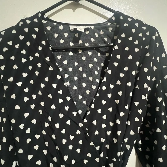 Topshop Heart Print Midi Wrap Dress Black White size 2 - Picture 9 of 10